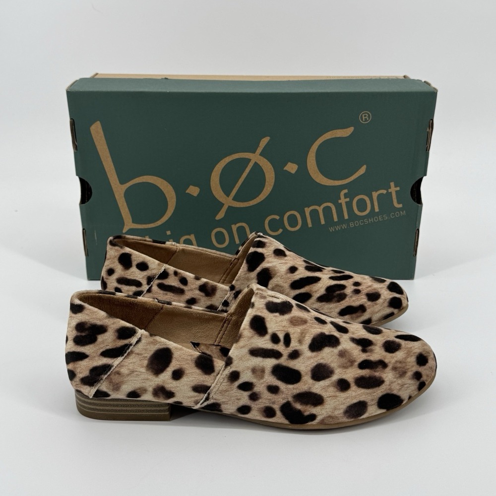 B.O.C. by Born Hailey Leopard Print Slip On Loafers Women's Comfort Flats 7.5
